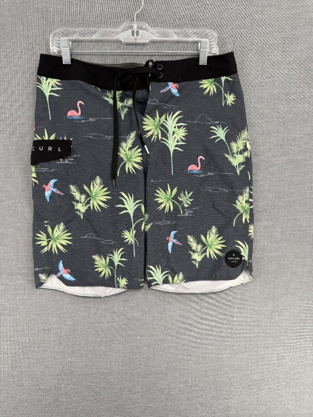 Rip Curl Lay Days Board Shorts Men Size 31 9" Floral Flamingo Swim Trunks Pocket